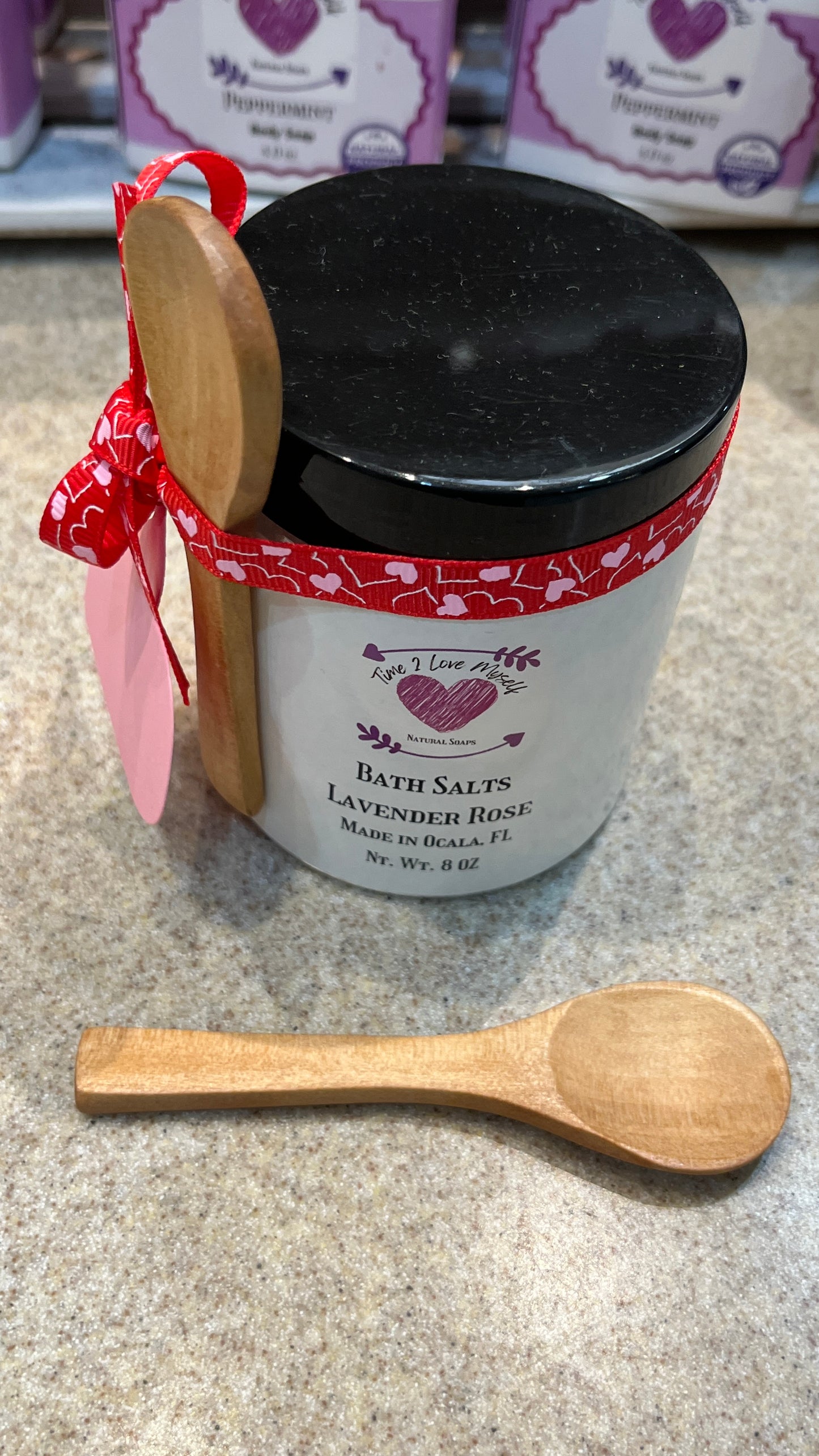 Wooden spoon with T2L Salts as illustration